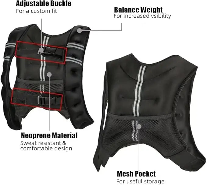 Weighted Vest for Men Women, 12 -30 Lbs Weights Included, Workout Equipment Strength for Training Workout, Jogging, Cardio, Walk