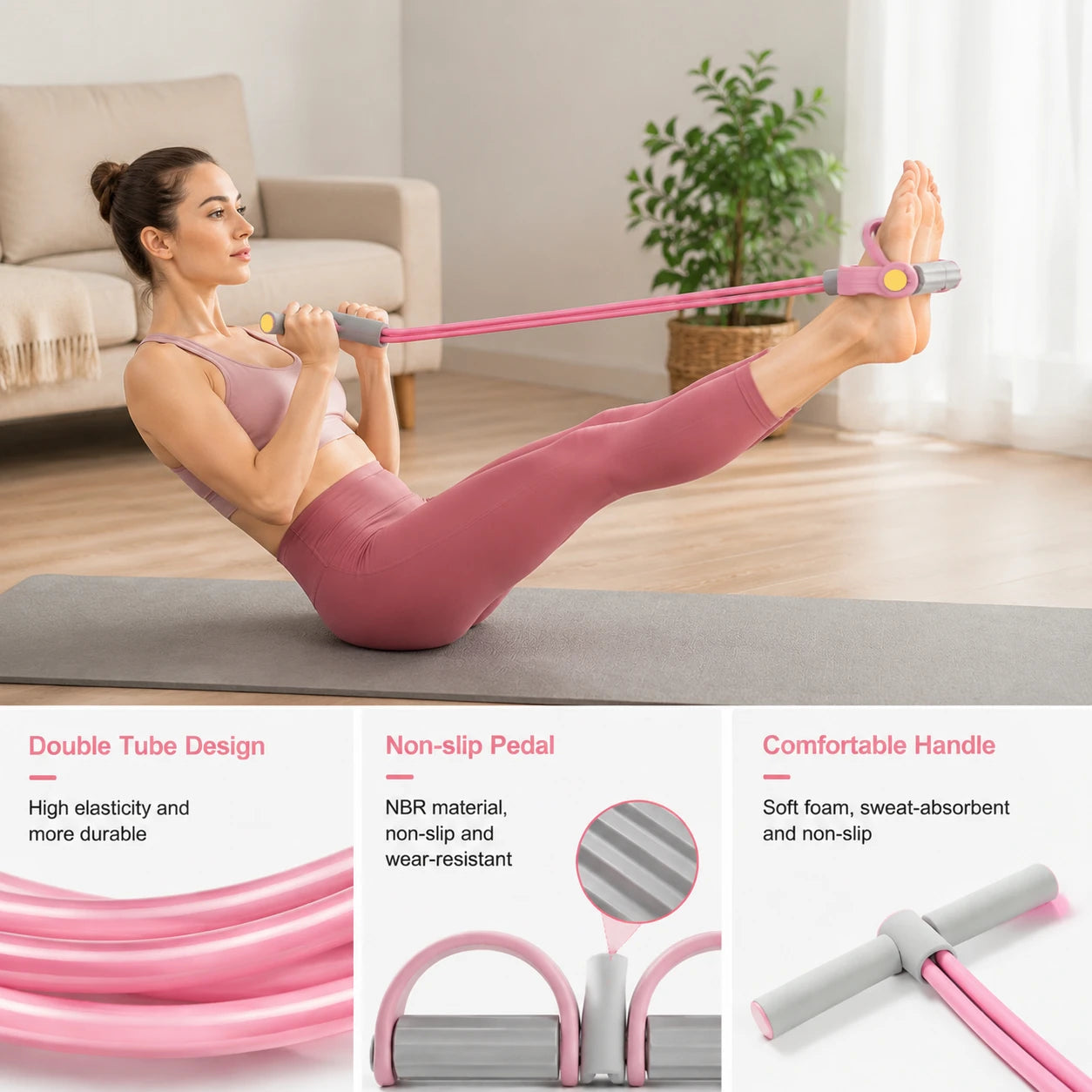Adjustable Pedal Resistance Band – Full Body Home Gym Equipment for Arms, Legs, Waist Training, Pilates & Strength Workout
