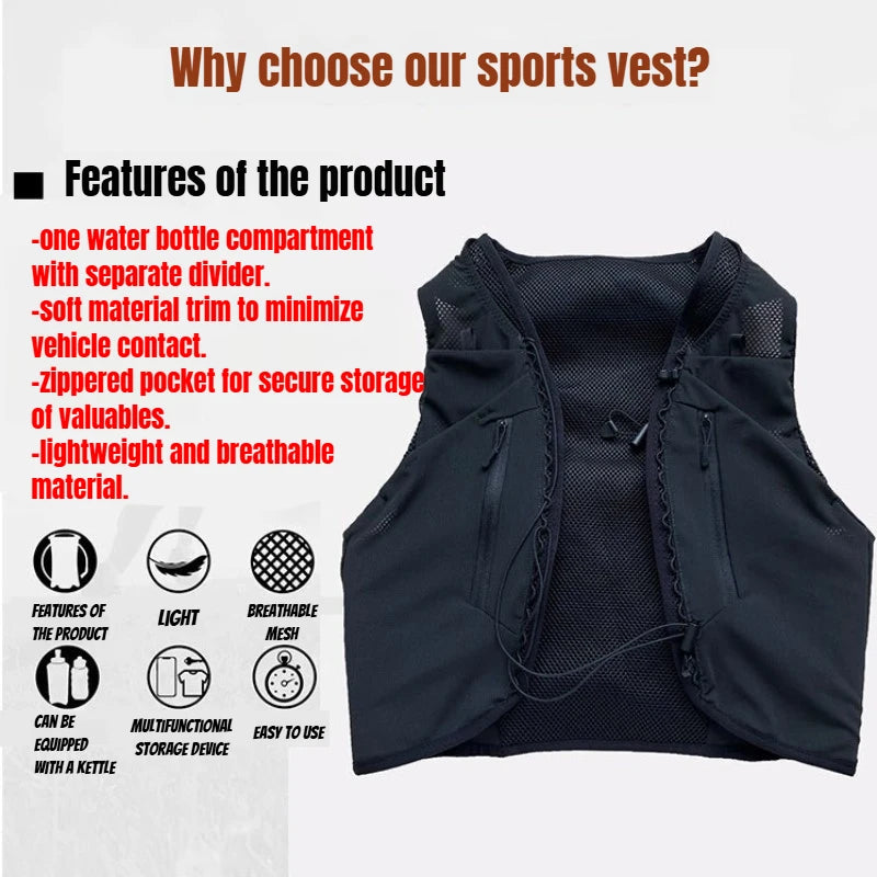 Outdoor Sports Trail Running Hydration Vest with Large Capacity Backpack Spring Summer Cycling Marathon Hydration Undershirt Bag